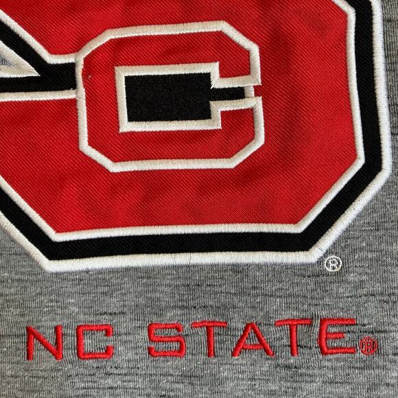 Champion Mens Sz M NC State Wolfpack Sweatshirt Hoodie Heathered Grey Red Logo - Picture 15 of 16